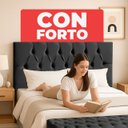 Ver imagem 4 de Cabeceira Casal Paris Estofada Painel com Recamier Baú 130cm para Cama Box Preto - Arkell