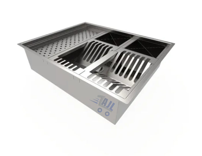 Lixeira Inox Cesto De Lixo 5L Cozinha + Calha Quadrada p/ Embutir AJL STORE Calha Gourmet - 4