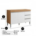 Ver imagem 4 de Balcão Gabinete Cozinha Andréia 120cm 2 Portas com Tampo Mdp Amêndoa/branco - Desk Design