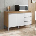 Ver imagem 1 de Balcão Gabinete Cozinha Andréia 120cm 2 Portas com Tampo Mdp Amêndoa/branco - Desk Design