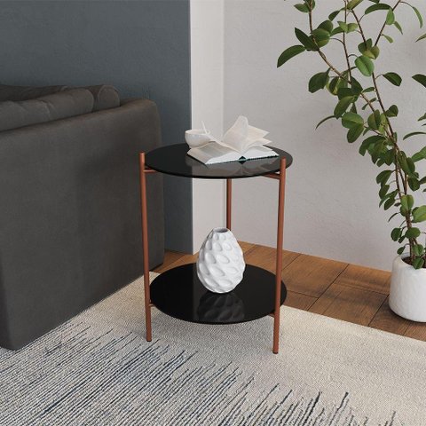 Mesa Lateral Industrial Premium Cobre Com Preto Preto
