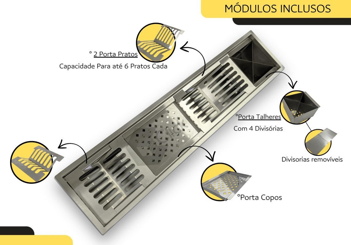 Escorredor 90Cm Inox Escovado Pia Cozinha Gourmet AJL AJL STORE CALHA - 5