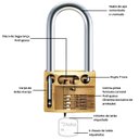 Ver imagem 3 de Cadeado Pequeno 30mm Haste Longa Latão Maciço Dourado com Chave | Papaiz | Kit 02 Un