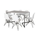 Ver imagem 6 de Mesa Industrial Jantar Retangular 137X90Cm Branca Base V Com 6 Cadeiras Brancas Ferro P Branco