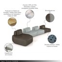 Ver imagem 3 de Sofá Ilha Sala de Estar Dakota 4 Módulos 626cm Encostos Almofadas Soltas Pu Marrom/cinza G33 - Gran