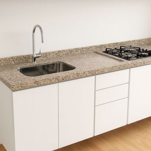 Pia de Cozinha Granito Ornamental Corte Cooktop e Cuba 120cm: Ornamental