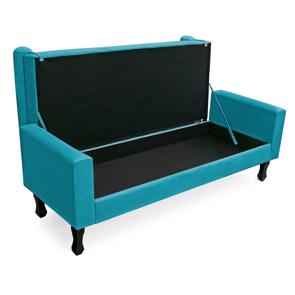 Recamier Sofá Namoradeira 90cm Felix Suede Azul Turquesa - Montanaris Decor MD MONTANARIS DECOR - 2