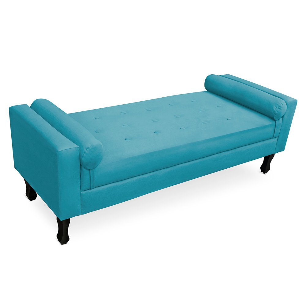 Recamier Sofá Namoradeira 90cm Felix Suede Azul Turquesa - Montanaris Decor MD MONTANARIS DECOR - 1