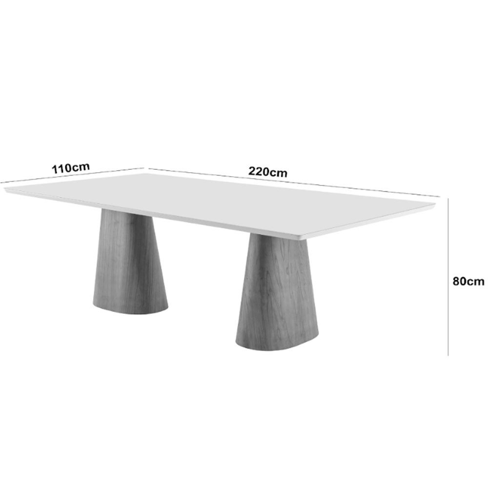 Mesa para Sala de Jantar Noronha 220cm Madeira Tampo Barril Laminado Moderna Mobília - 3