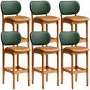 Ver imagem 1 de Kit 6 Banquetas Alta Bar Cozinha Jantar Betta L02 Imbuia Couríssimo Whisky Facto Verde - Lyam
