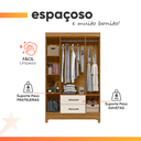 Ver imagem 7 de Guarda Roupas Solteiro 4 Portas 2 Gavetas Armany Madeirado/off White