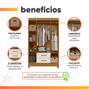 Ver imagem 4 de Guarda Roupas Solteiro 4 Portas 2 Gavetas Armany Madeirado/off White