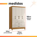 Ver imagem 3 de Guarda Roupas Solteiro 4 Portas 2 Gavetas Armany Madeirado/off White