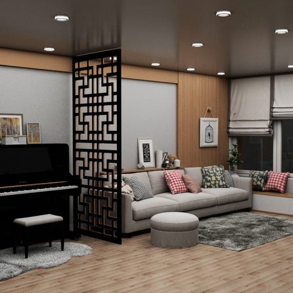 Painel Vazado Divisória Mdf Shangai Preto - 0,90x2,60m