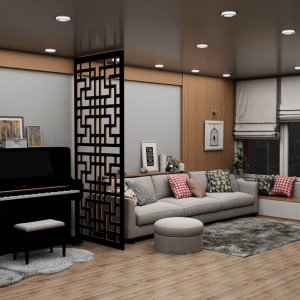 Painel Vazado Divisória Mdf Shangai Preto - 0,90x2,60m