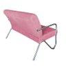 Namoradeira Decorativa Bela Suede Rosa Braço Cromado - 4