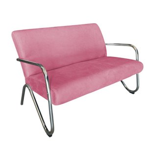 Namoradeira Decorativa Bela Suede Rosa Braço Cromado