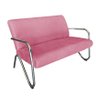 Namoradeira Decorativa Bela Suede Rosa Braço Cromado - 1