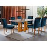 Conjunto Sala de Jantar 6 Lugares Mesa Barcelona e 6 Cadeiras Azul Turquesa Escuro - 1