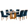 Conjunto Sala de Jantar 6 Lugares Mesa Barcelona e 6 Cadeiras Azul Turquesa Escuro - 2