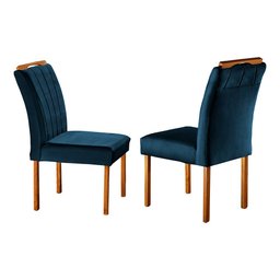 Conjunto Sala de Jantar 6 Lugares Mesa Barcelona e 6 Cadeiras Azul Turquesa Escuro - 3