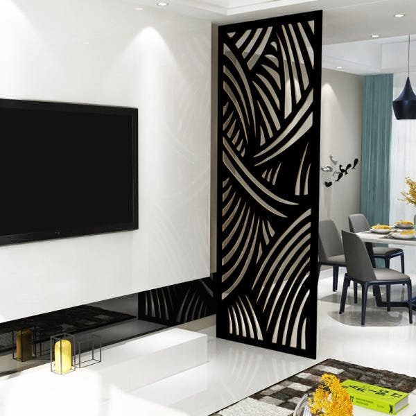 Painel Vazado Divisória Mdf Madagascar Preto - 0,60x2,40m