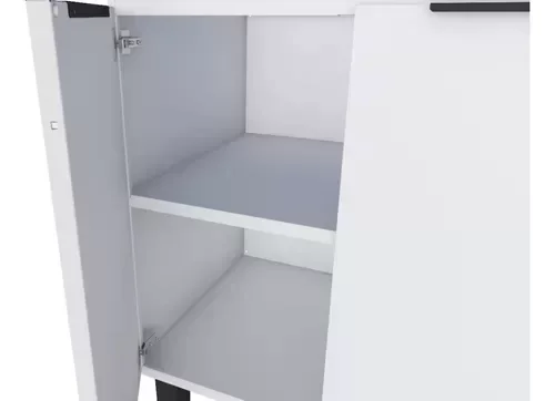 Gabinete Armario Cozinha Juno 1.50 Mt -3 Portas 4 Gavetas - 100% Aço -Cozimax:BRANCO/CINZA - 6