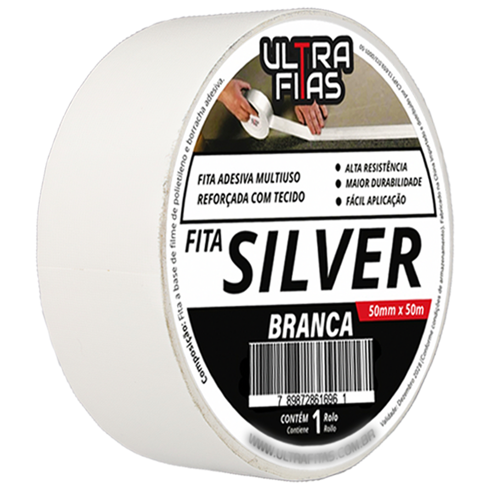 Fita Adesiva Multiuso Silver Tape 50 Mm X 50 Metros - Branca