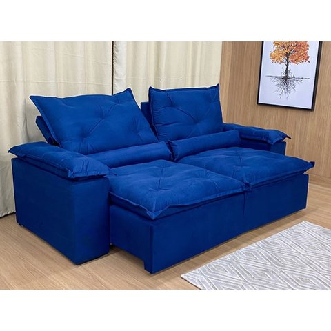 Sofá Retrátil e Reclinável 2,00m em Tecido Veludão C/ Pillow Nos Braços Athenas - Montagem Inclusa:a