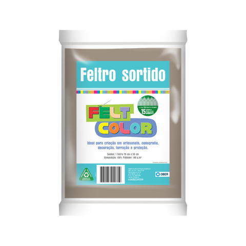 Feltro Feltcolor Liso Bege Palha - 70cm X 50cm