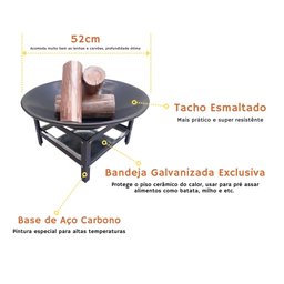 Lareira 52cm P/ Jardim Fogueira Externa Portatil a Lenha - 3