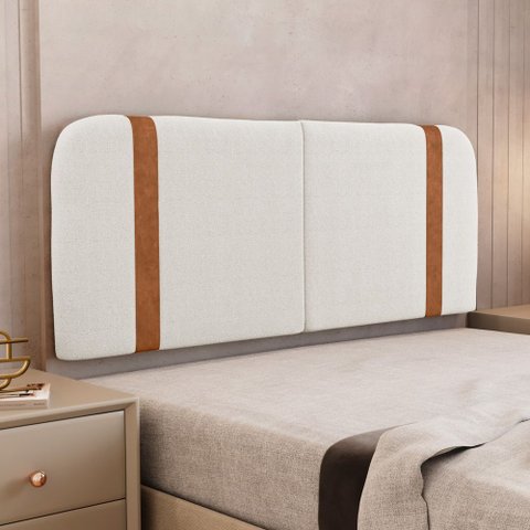 Cabeceira Painel Orgânico Cama Box Casal Padrão Flay 140cm Dobrável Bouclé Off White - Desk Design