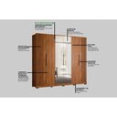 Ver imagem 2 de Guarda Roupa Casal 6 Portas (2 Ripadas e 2 C/ Espelho) e 6 Gavetas C/ Pés Atrice Nogueira Touch -