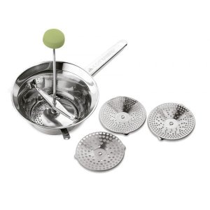 Passa Verduras com 3 Discos em Aço Inox - 20 cm Vera - 13333147 - Ghidini
