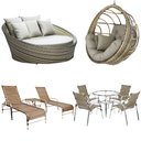 Ver imagem 1 de Kit 4 Cadeiras e Mesa, 2 Espreguiçadeiras, 1 Balanço Ninho e 1 Chaise em Alumínio