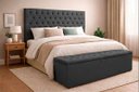Ver imagem 2 de Kit Cabeceira com Baú Mirage Capitonê 195 cm Suede Cinza - Biselo'S Decor