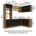 Ver imagem 3 de Cozinha Completa de Canto Madesa Agata 399001 com Armário e Balcão (Sem Tampo e Pia) Rustic/Preto Co