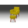 Kit Poltrona Nina + Puff Redondo Dany Decorativo Suede Amarelo - Pandora Decor - Casa da Poltrona - 1