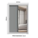 Ver mais imagens de Guarda-roupa Solteiro 2 Portas de Correr com Espelho 2 Gavetas Branco/cinza Vivare Madesa Branco/
