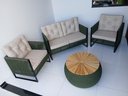 Ver imagem 1 de Conjunto Sofá e Poltronas em Corda Náutica Verde Militar - Jardim Varanda Área Externa Interna