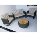 Ver imagem 3 de Conjunto Sofá e Poltronas em Corda Náutica Verde Militar - Jardim Varanda Área Externa Interna