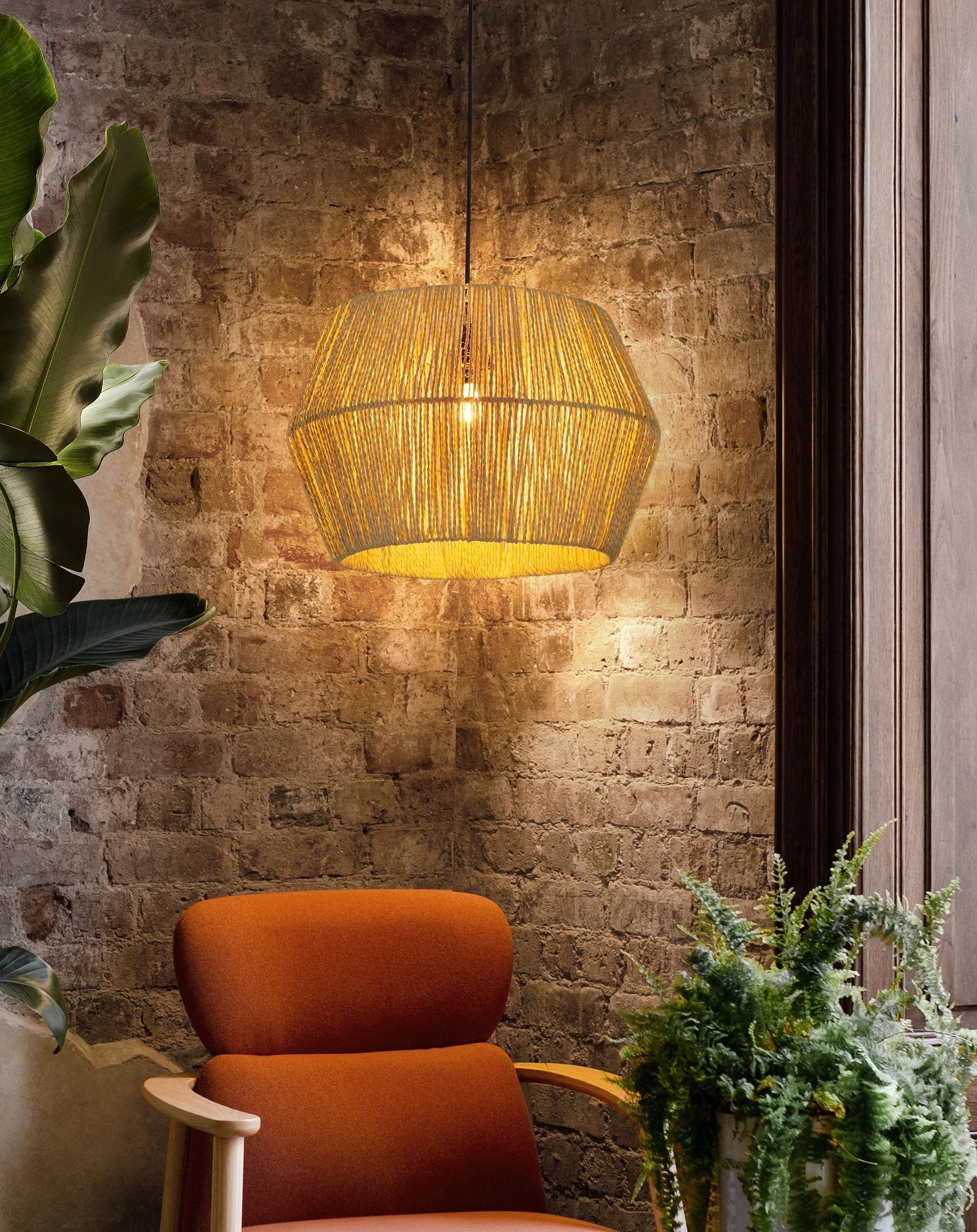 Pendente Luminária de Teto em Sisal Decoração Quarto Sala:pendente Palha - 2