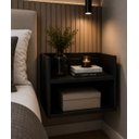Ver imagem 1 de Mesa de Cabeceira Vivian Preto Suspensa MDF para Quarto