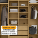 Ver mais imagens de Guarda-Roupa Holanda 4 Portas com Detalhe Ripado 3 Gavetas Internas e Maleiro Bege/Cinamomo/Off White