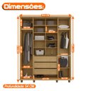 Ver imagem 4 de Guarda-Roupa Casal Holanda 4 Portas com 3 Gavetas Internas e Maleiro Cinamomo Off White