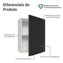 Ver imagem 3 de Armário Aéreo 50cm 1 Porta Branco/preto Lux Madesa