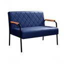 Ver imagem 1 de Namoradeira Ludmilla Veludo Azul 210 Pés Metal Matelassê Bella Decor