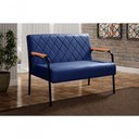 Ver imagem 3 de Namoradeira Ludmilla Veludo Azul 210 Pés Metal Matelassê Bella Decor