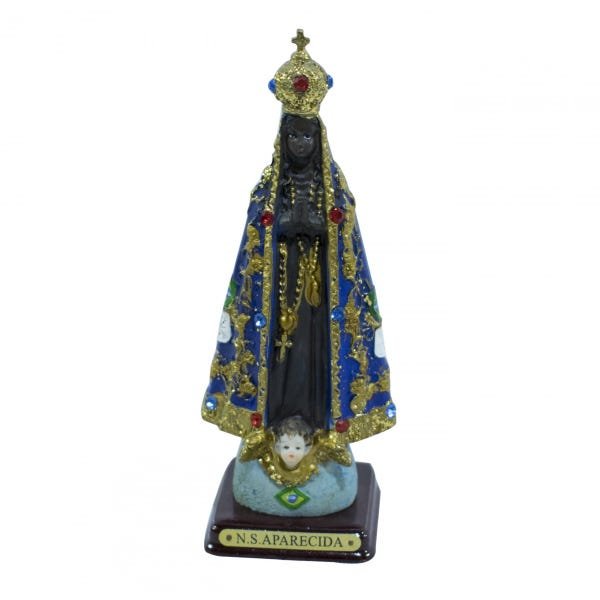 Nossa Senhora Aparecida 14cm Enfeite Resina Imagem Religiosa