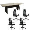 Ver imagem 1 de Mesa de Reunião 2m e 4 Cadeiras Escritório Ergonômicas F5 Cor:cinza Sagrado com Preto